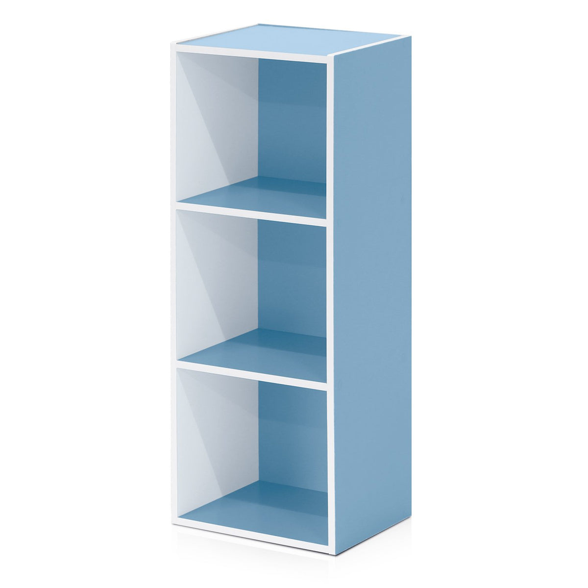 Furinno 3-Tier Open Shelf Bookcase, White/Light Blue 11003Wh/Lbl