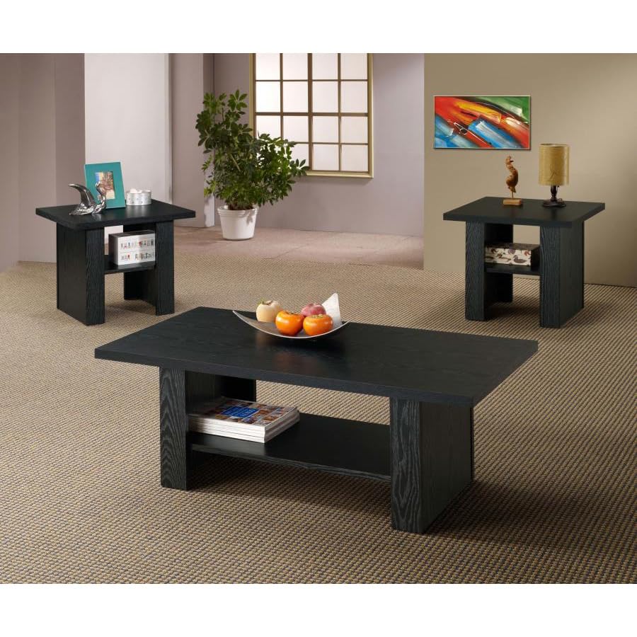 Coaster Home Furnishings Coaster 3-Piece Occasional Table Set Black Oak