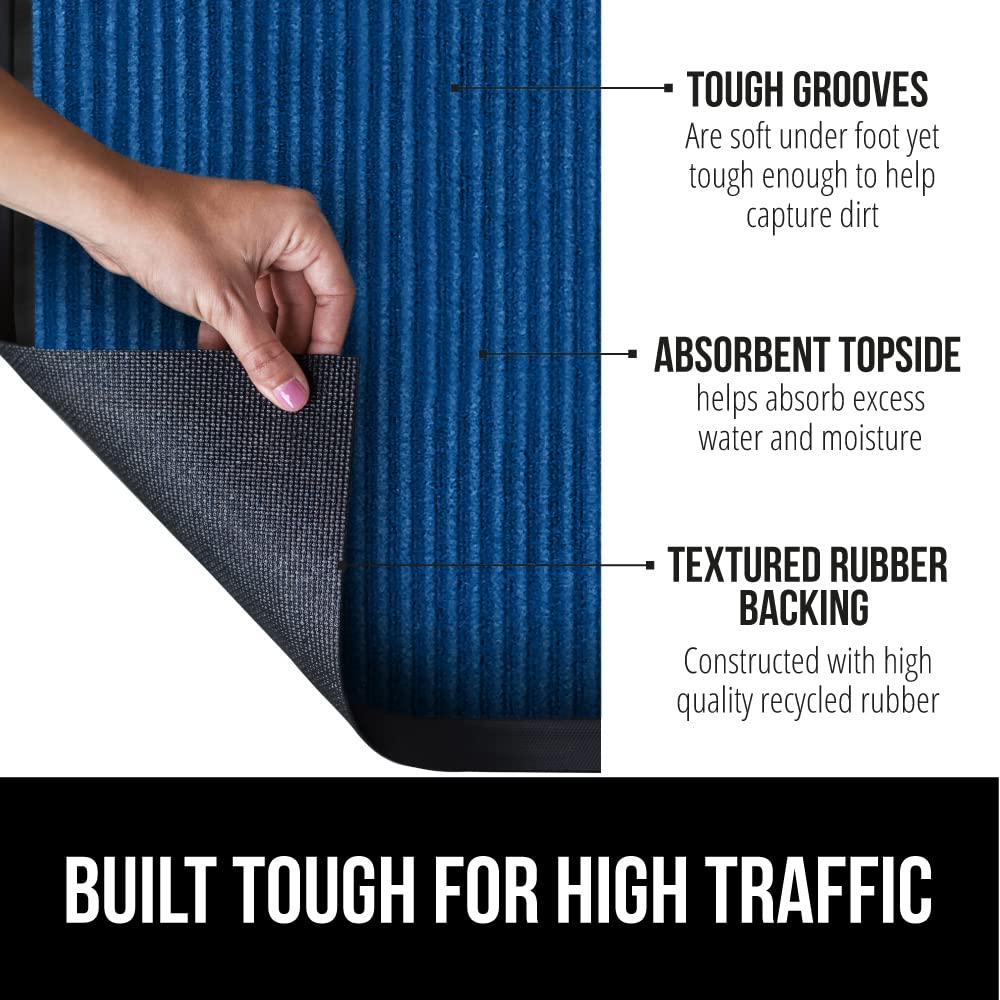 Gorilla Grip Waterproof Heavy Duty Traffic Guard Doormat, Stain And Fade Resistant, Durable Rubber, Low Profile Door Mat, Shoe Scraper, Welcome Mats For Entry, 60X36, Green