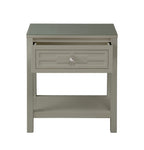 Lilola Home Dylan Taupe Wooden End Side Table Nightstand with Glass Top and Drawer