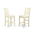 East West Furniture Vernon Counter Stool-Linen Fabric Pub Height Wooden Chairs, Set of 2, Buttermilk & Cherry