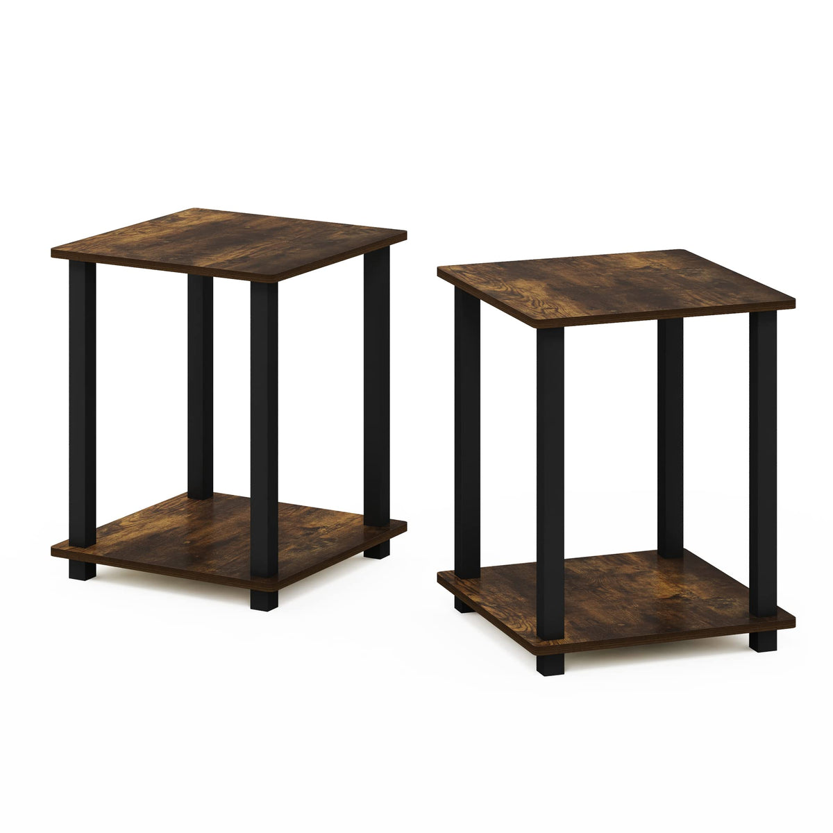 Furinno Simplistic Set of 2 End Table, 2-Pack, Amber Pine/Black