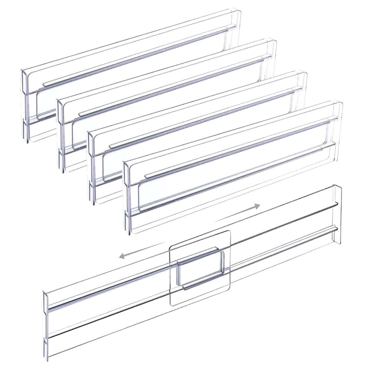 Organize Your Drawers: Expandable & Adjustable Transparent Drawer Dividers (4Pack)
