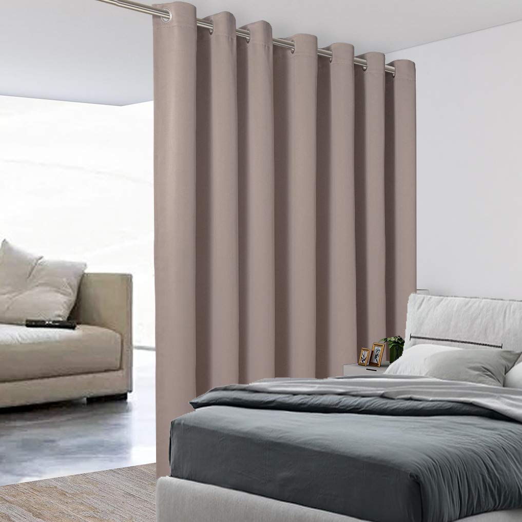 BONZER Room Divider Curtain Total Privacy Wall Noise Reducing Extra Wide Blackout Curtains for Patio Sliding Glass Door, 108L x 