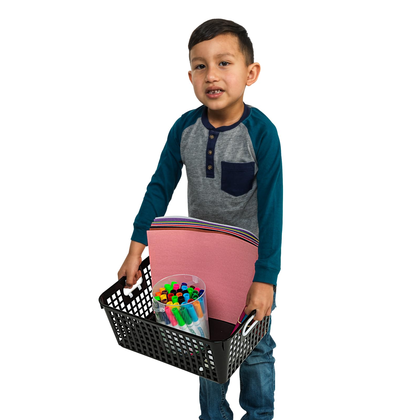 Really Good Stuff - 160016Pe Multi-Purpose Plastic Storage Baskets For Classroom Or Home Use - Stackable Mesh Plastic Baskets Wi