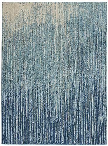 HomeRoots Navy/Light Blue 100% Polypropylene 5’ x 7’ Navy and Light Blue Abstract Area Rug