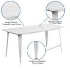 Flash Furniture Charis Commercial Grade 31.5" X 63" Rectangular White Metal Indoor-Outdoor Table