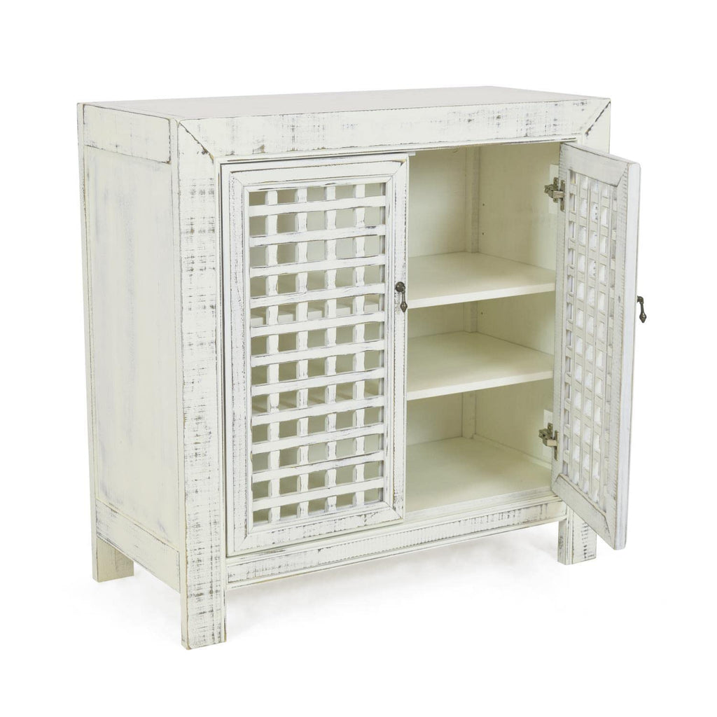 Steve Silver Rio Farmhouse Antiqued White Wood Accent Cabinet