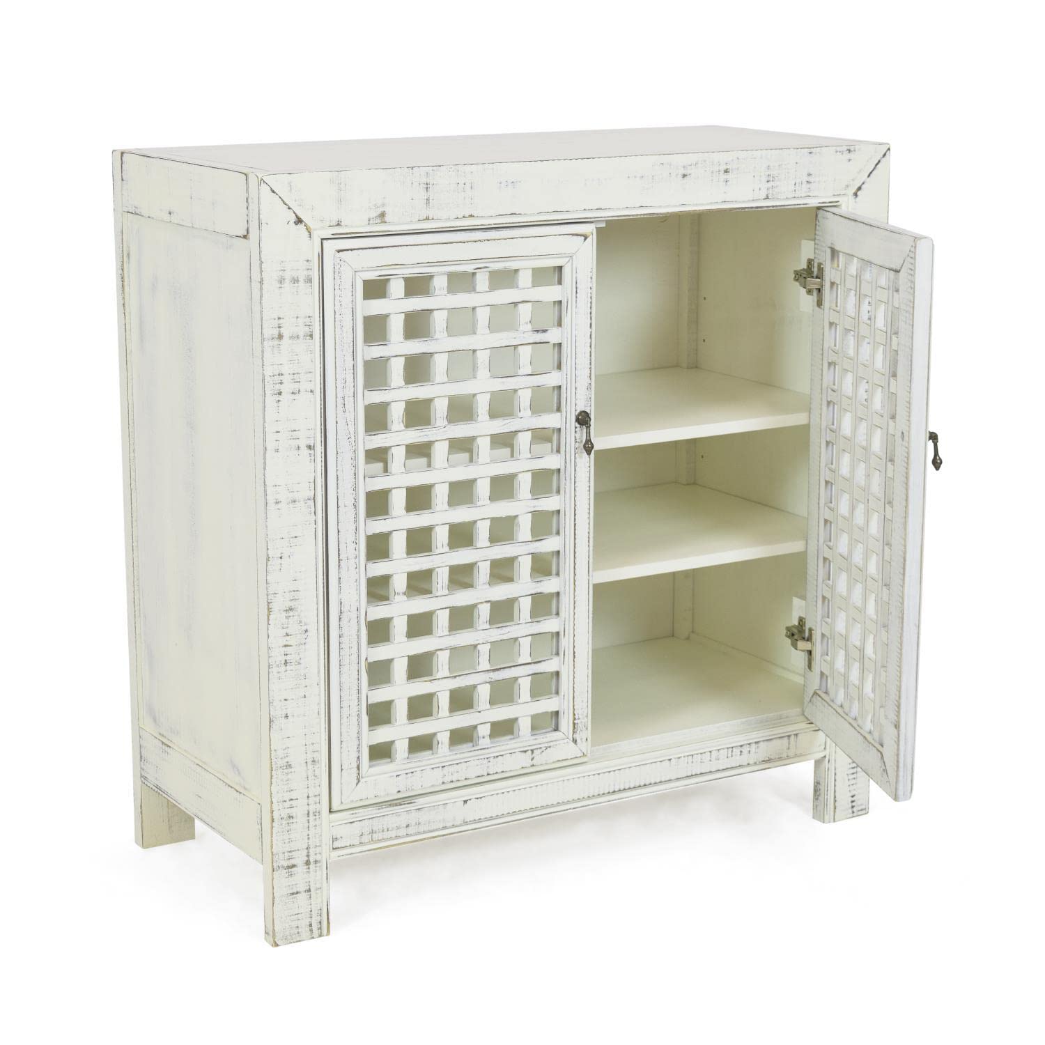 Steve Silver Rio Farmhouse Antiqued White Wood Accent Cabinet