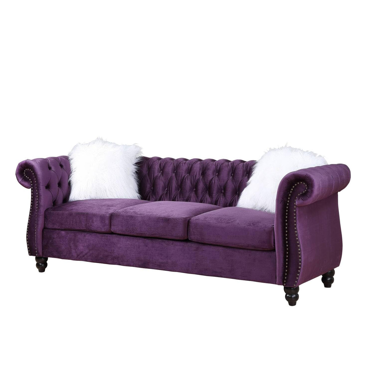 Acme Thotton Sofa with 2 Pillows in Purple Velvet