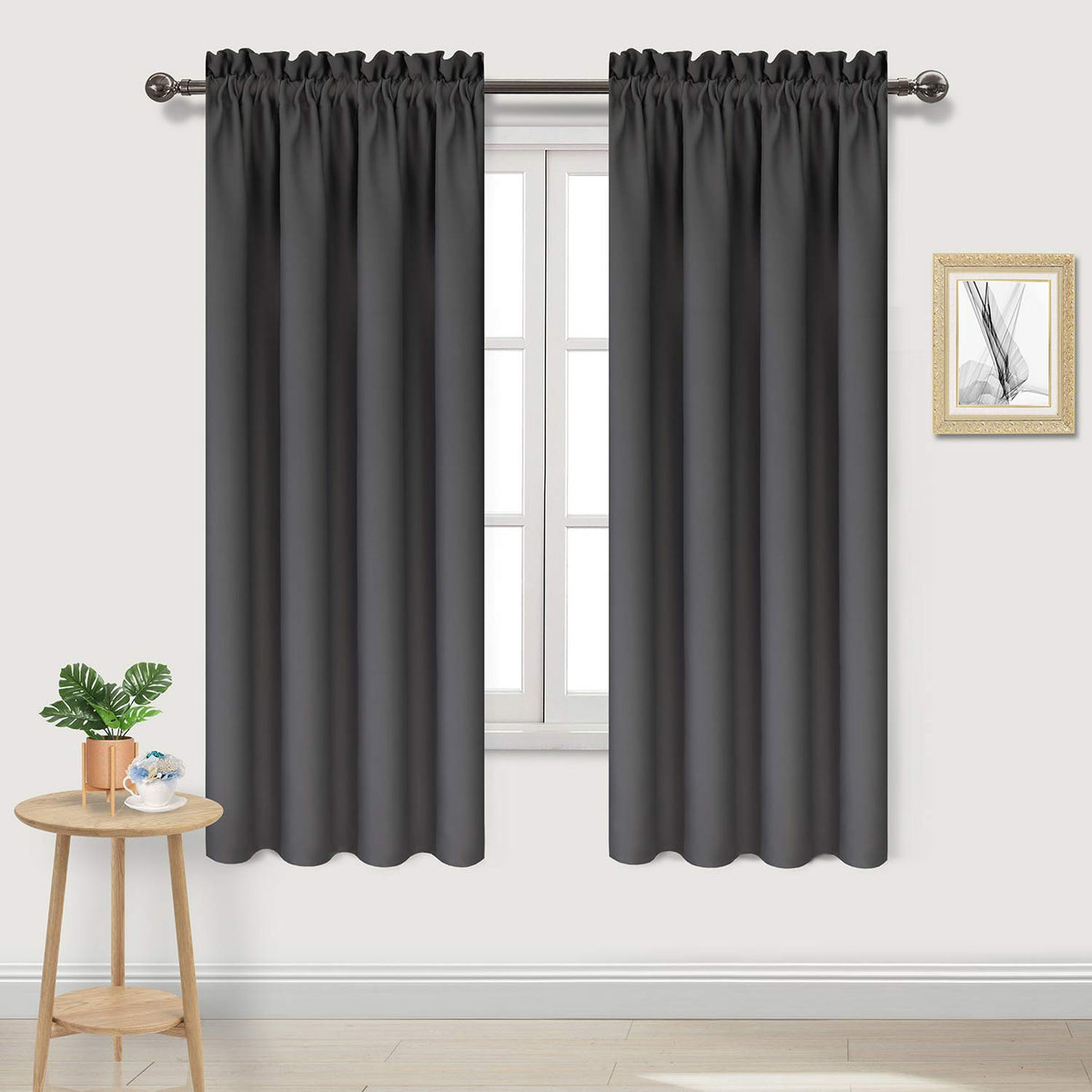 Dwcn Dark Grey Room Darkening Blackout Curtains - Thermal Insulated Privacy Energy Saving Window Curtain Drapes 42 X 72 Inch Len