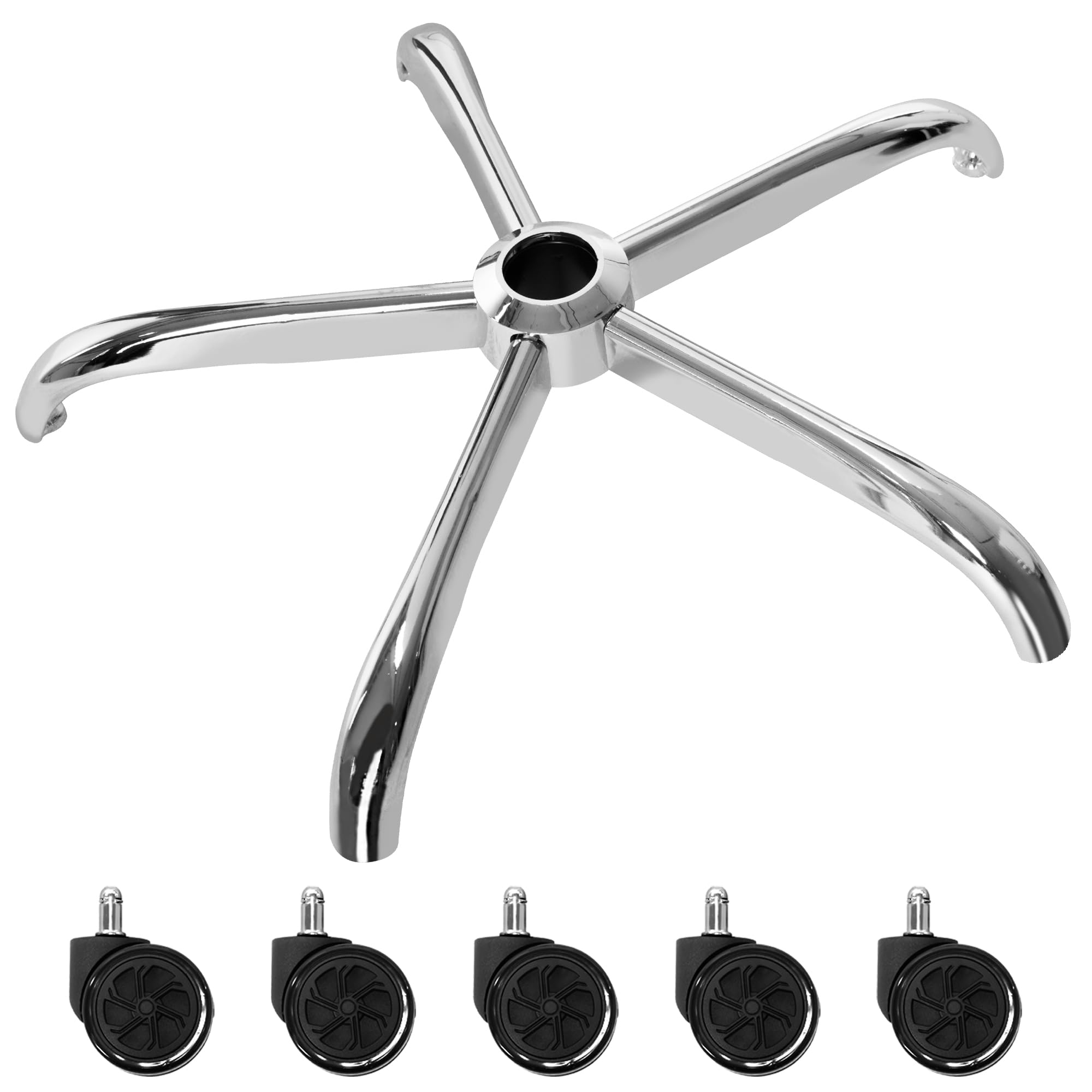 Frassie 25 Inch Office Chair Metal Base Replacement Heavy Duty 2500 Lbs Universal Computer Chair Base Part With 5 Casters