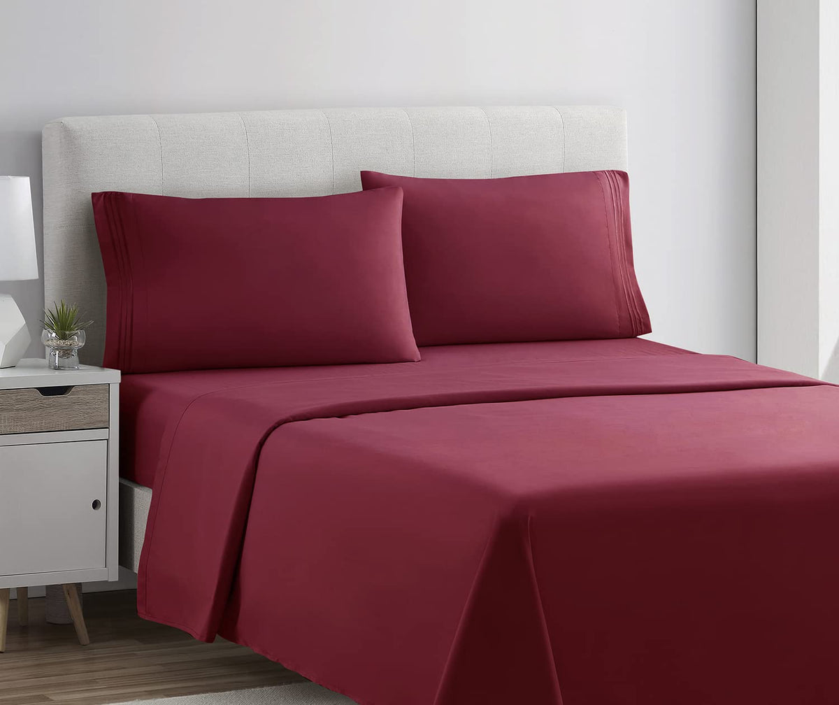 Clara Clark Full Sheets Set, Deep Pocket Bed Sheets For Full Size Bed - 4 Piece Full Size Sheets, Extra Soft Bedding Sheets & Pi