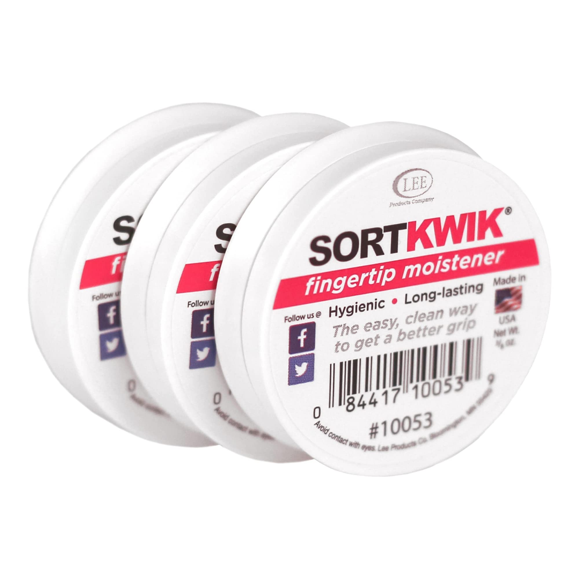 Lee Sortkwik Fingertip Moistener,50% Recycled, 0.63 Oz, Pink, Pack Of 3