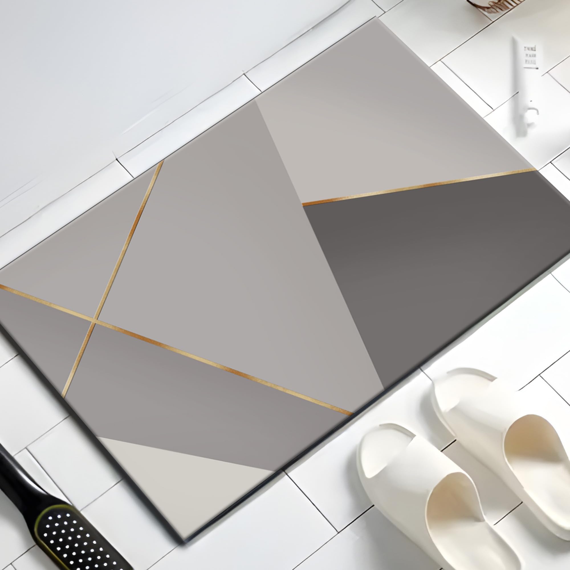 UMAI Polyester Rubber Bathroom Mat (40 * 60cm) | AntiSkid Floor Mat | Water Soak | NonSlip Bath Accessories  Grey