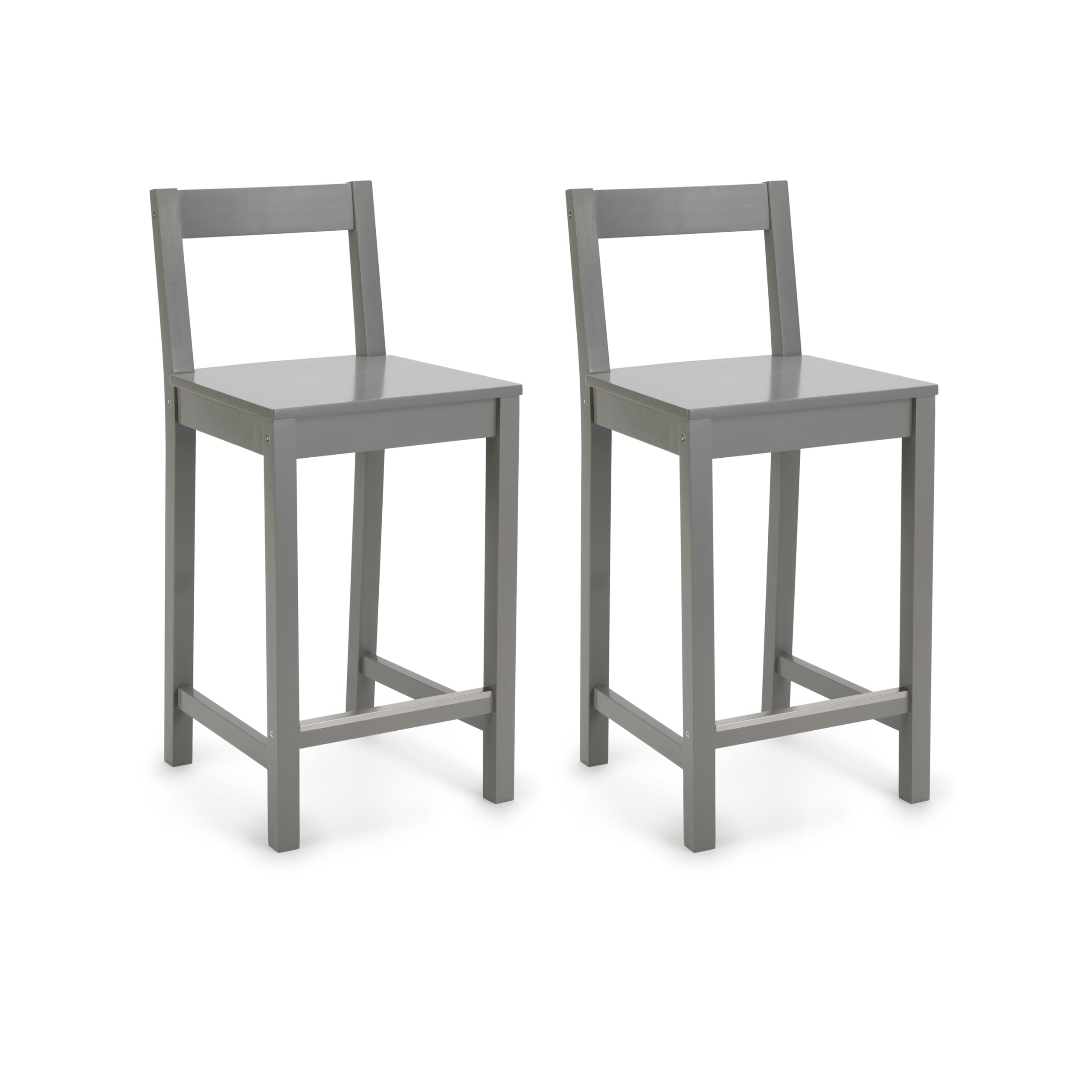 Amazon Basics Wooden Bar Stool with Backrest 24, Grey, Set of 2