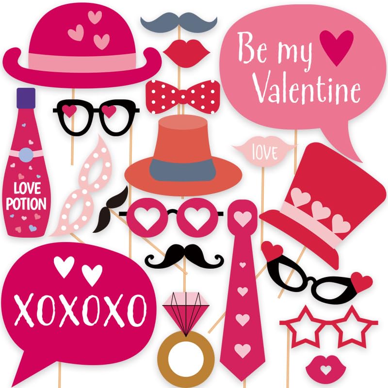 Valentine's Day Photo Booth Props DIY Funny Disguise Props Selfie Photobooth Props for Photoshoot Creative Backdrop Decorations 