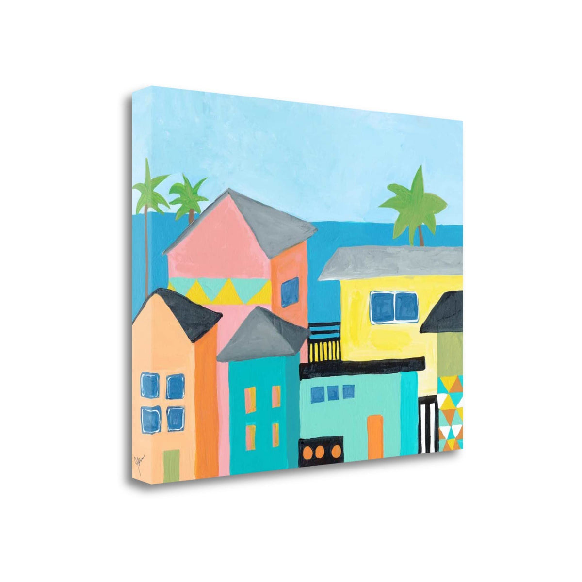 32' Colorful Beachfront Houses Print on Gallery Wrap Canvas Wall Art