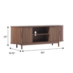 Walker Edison Modern Curved Reeded Tv Stand For Tvs Up To 65 Inches, Credenza With Sliding Doors And Adjustable Shelves, Tv Stand With Cord Management Cutout, 60 Inch, Mocha