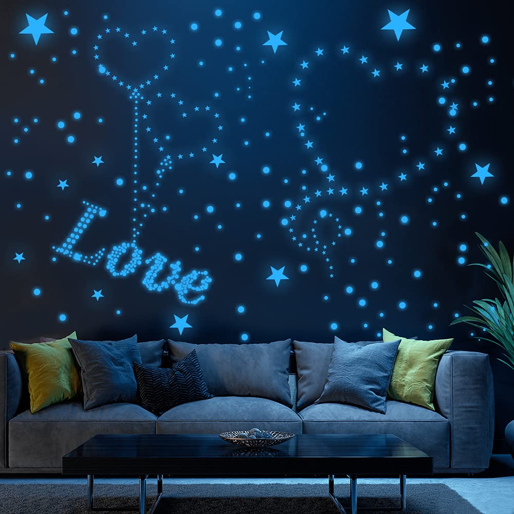 Glow In The Dark Stars For Ceiling, 1120Pcs Airsnigi Glow In The Dark Wall Decals Long-Lasting Glowing Star Wall Stickers Excell
