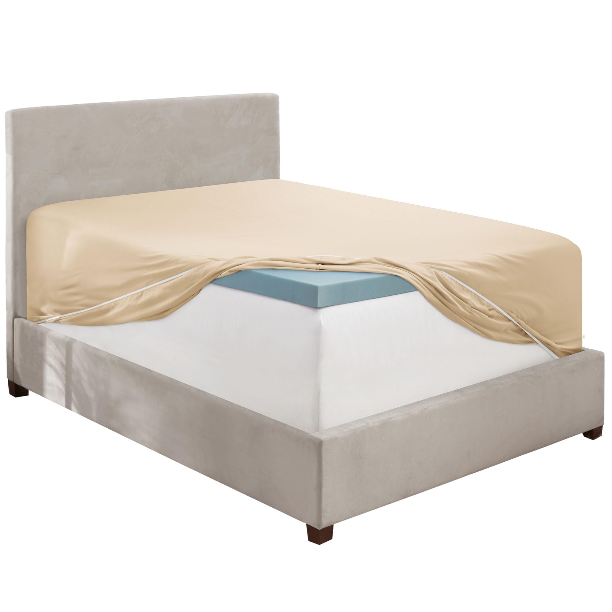 Hearth & Harbor Extra Deep Pocket Full Fitted Sheet, Beige Full Size Fitted Sheet Only, 1800 Microfiber Fitted Bed Sheet, Ultra Soft Full Bed Fitted Sheet Fits Up To 24 Inch Mattress