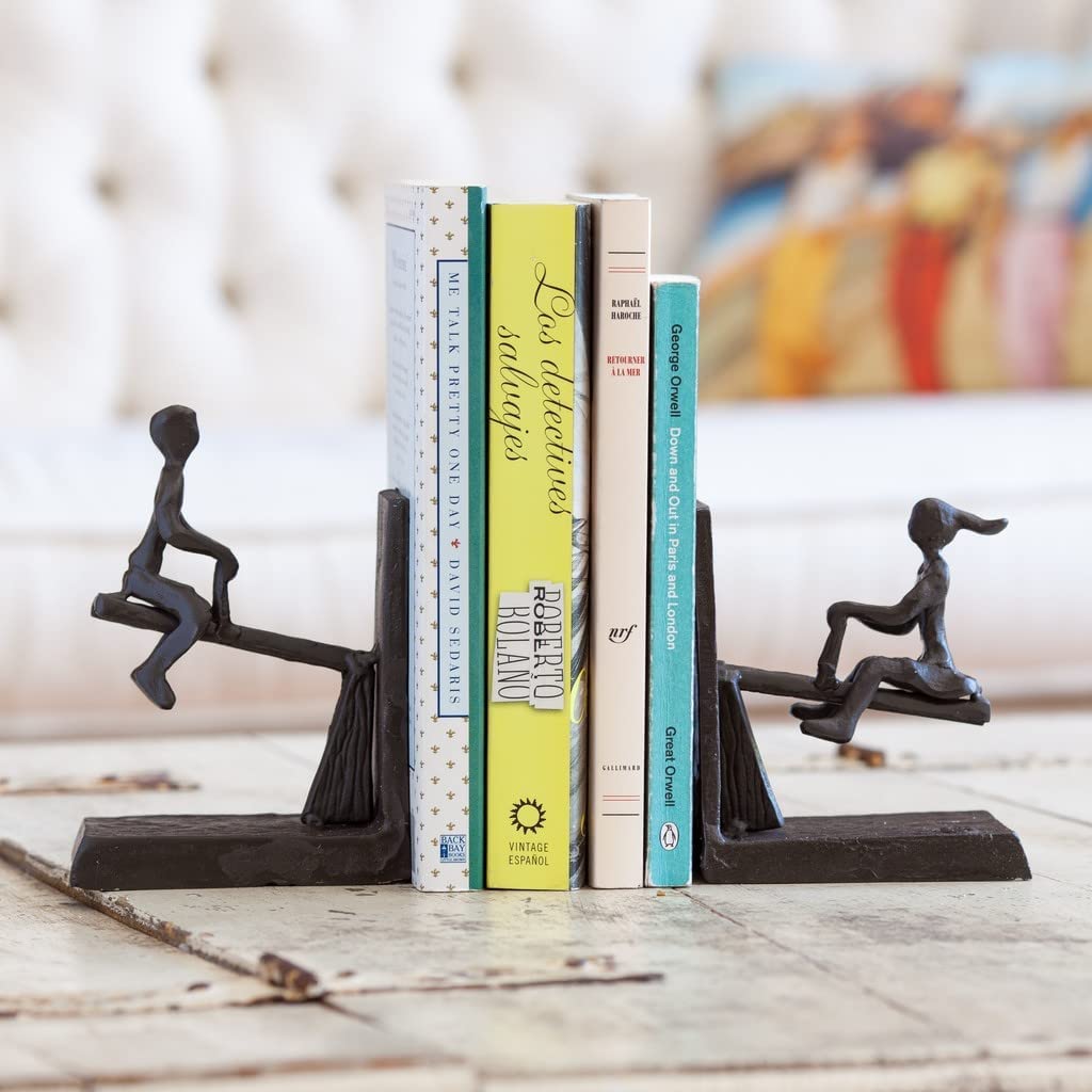 Danya B. Zi13023 See-Saw Metal Bookend Set. Iron Metal Art For Home And Office Decor - Decorative Bookends For Shelves. Perfect