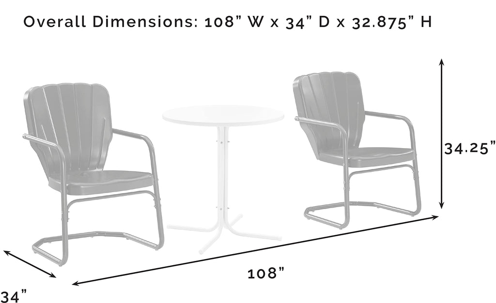 Crosley Furniture Ridgeland 3-Piece Outdoor Bistro Set, Retro Metal Patio Table and Chairs for Dining, Porch, Navy Gloss