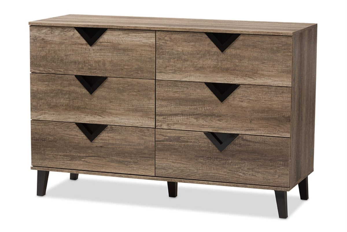 Baxton Studio Wales Modern and Contemporary Light Brown Wood 6-Drawer Chest