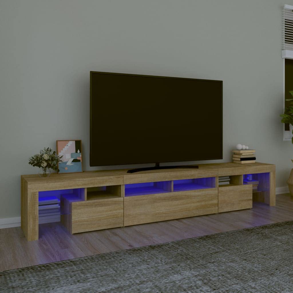 vidaXL TV Cabinet with LED Lights Home Bedroom Living Room Entertainment Center HiFi Side Cabinet TV Console Stand Media Unit Furniture Sonoma Oak