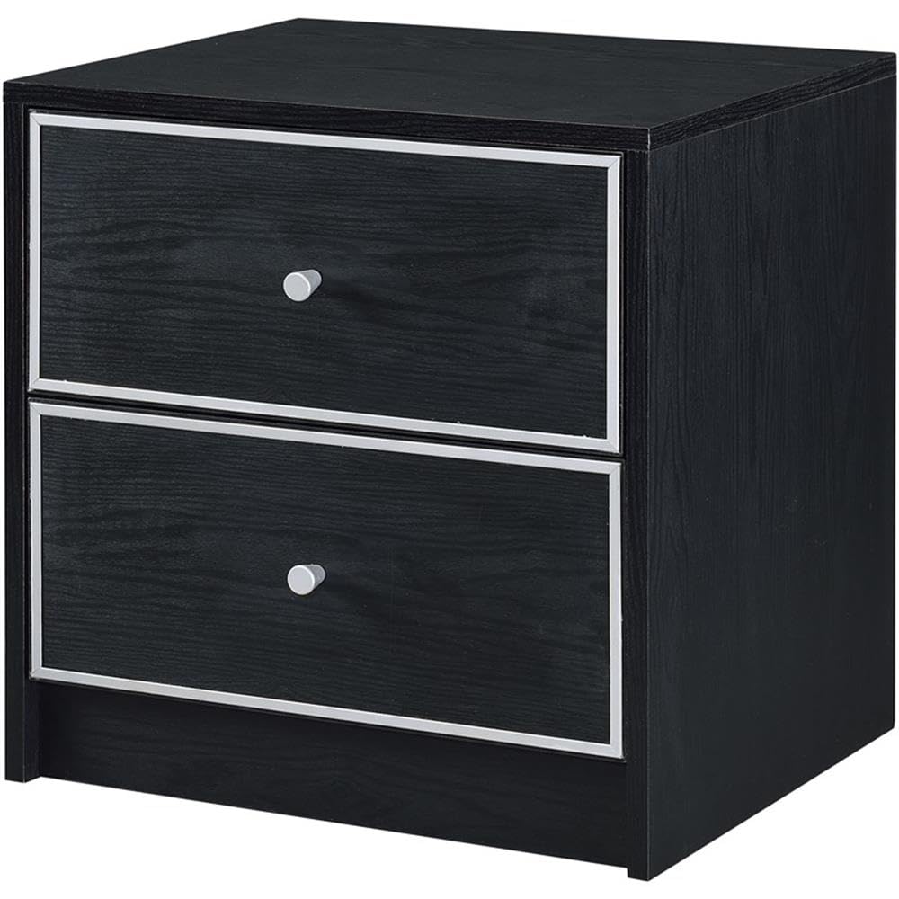 Acme Jabir 2-Drawer Wooden Accent Table in Black and Silver