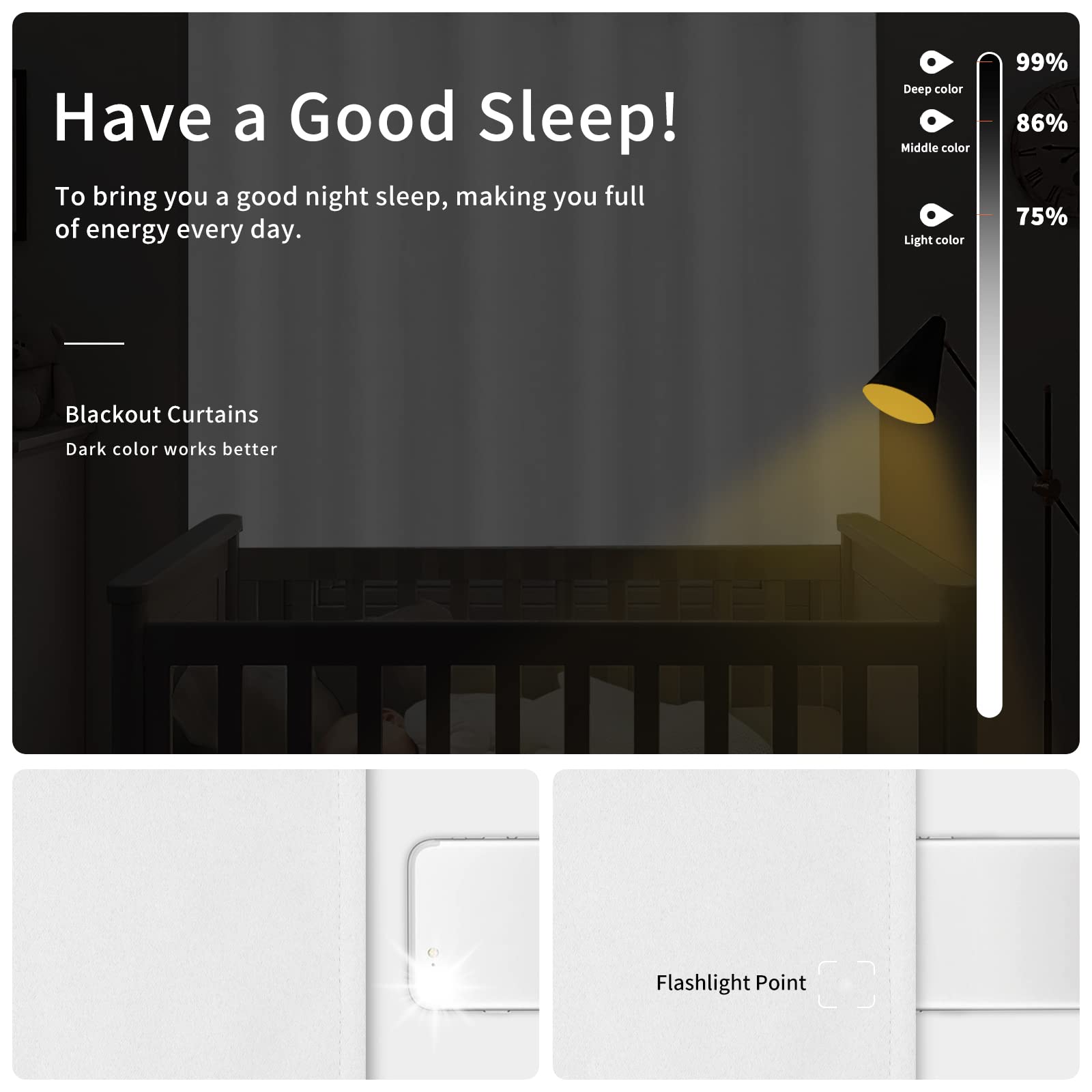 Easy-Going Blackout Curtains For Bedroom, Solid Thermal Insulated Grommet And Noise Reduction Window Drapes, Room Darkening Curtains For Living Room, 2 Panels (34X45 In, White)