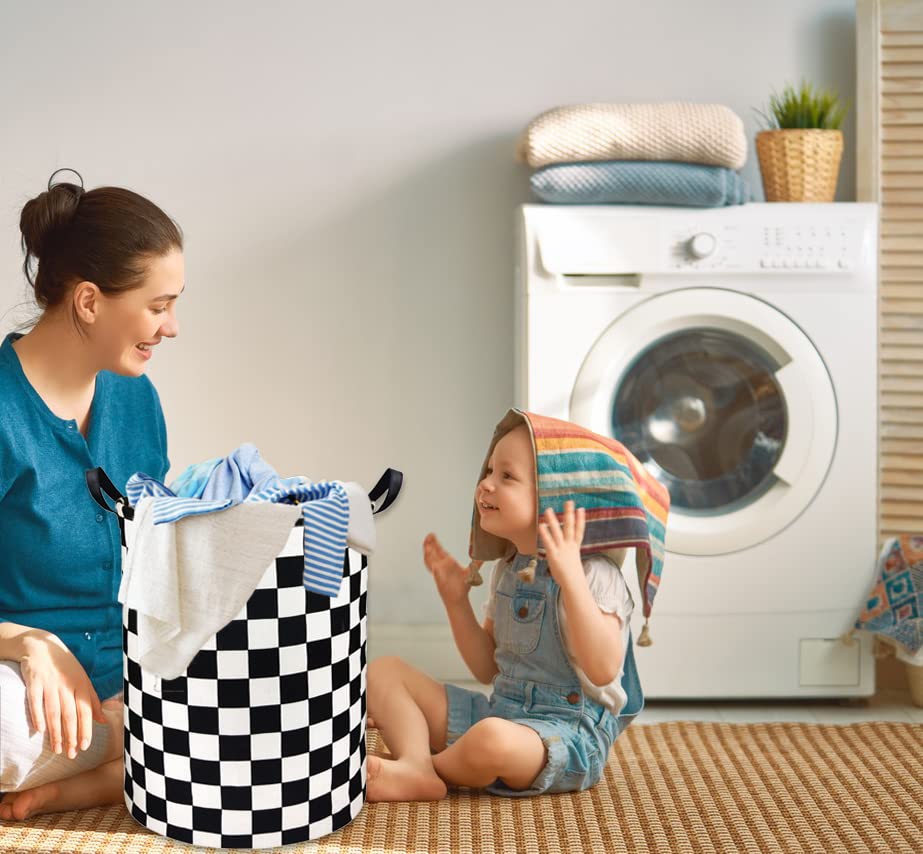 Hiyagon Boys Laundry Basket Hamper Kids Storage Basket Car Toy Organizer Bins For Room Decor,Gift Basket For Bedroom(Racing Flag