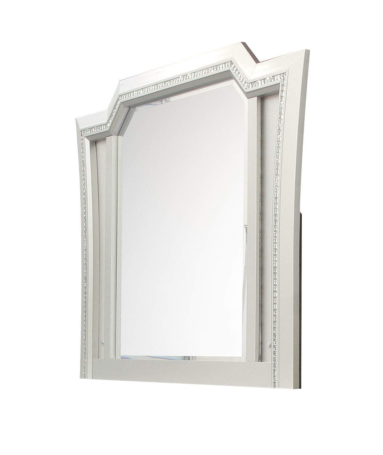 Acme Kaitlyn Wooden Frame Mirror With Led In White And Champagne
