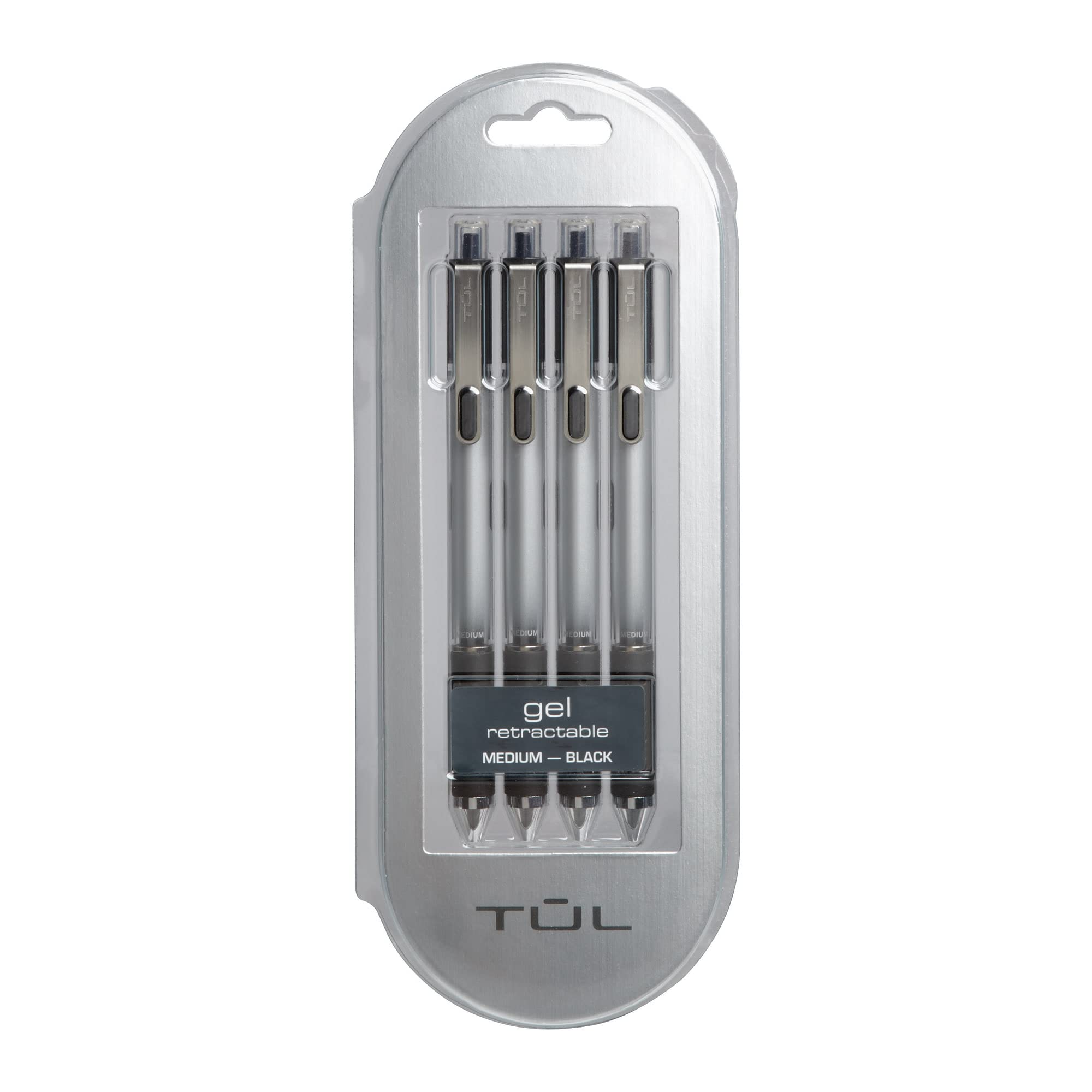 Tul Gl3 Gel Pens, Retractable, Medium Point, 0.7 Mm, Gray Barrel, Black Ink, Pack Of 4