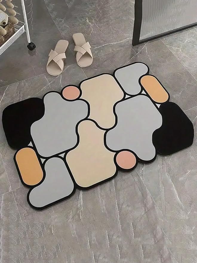 7Seas Bathroom Door Puzzle 5D Mat | Super Absorbent Bath Mat | Rubber Floor Mat for Home|QuickDrying NonSlip Floor Mat 40 * 60