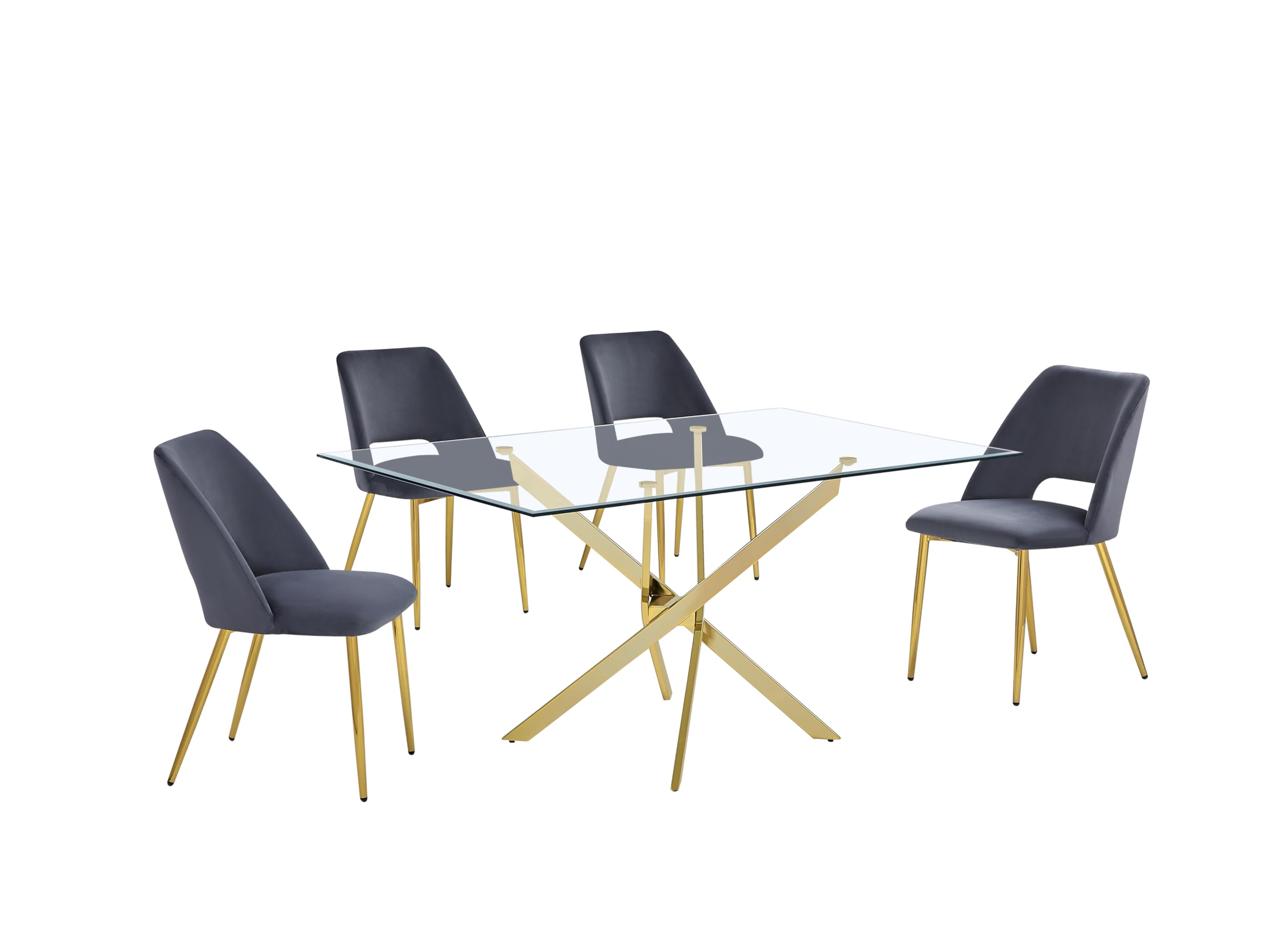 Best Quality Furniture D234-Sc226/7/8/9 Dining Set, 5-Piece, Dark Gray