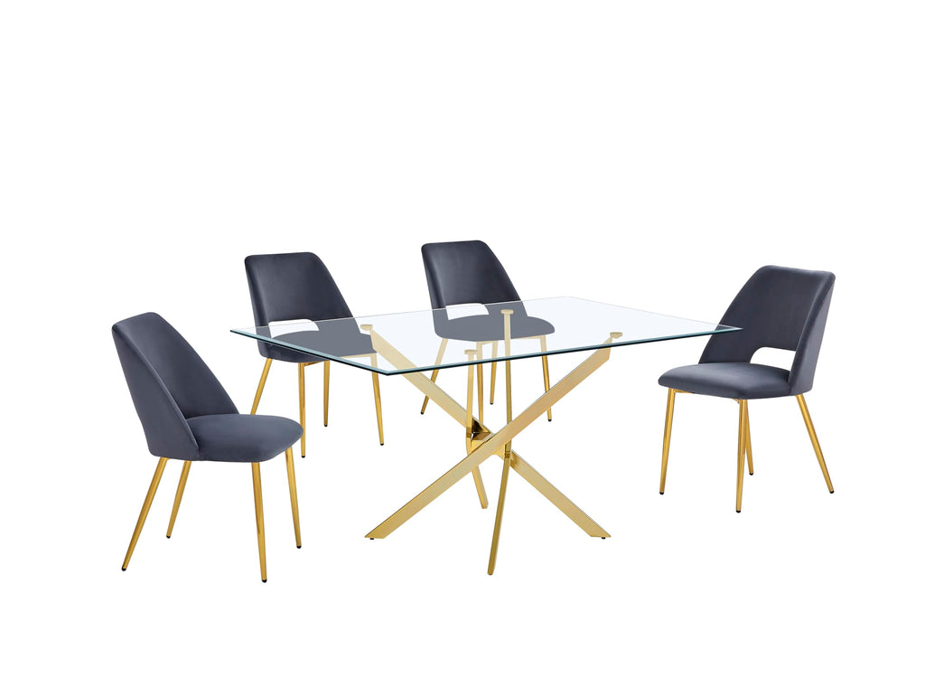Best Quality Furniture D234-Sc226/7/8/9 Dining Set, 5-Piece, Dark Gray