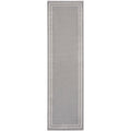 Nourison Essentials Indoor/Outdoor Solid Bordered Grey/Ivory 2'2' X 7'6 Area Rug, Easy Cleaning, Non Shedding, Bed Room, Living