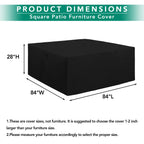 Easy-Going 600D Heavy Duty Patio Furniture Cover, Outdoor Square Table And Chair Set Cover, Waterproof Outdoor Sectional Set Cover (84'L X 84'W X 28'H, Black)