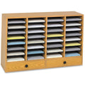 Safco Wooden Paper and Mail Organizer for Home Office and Classroom, Adjustable Shelves and Stackable, 12 Compartments with Draw