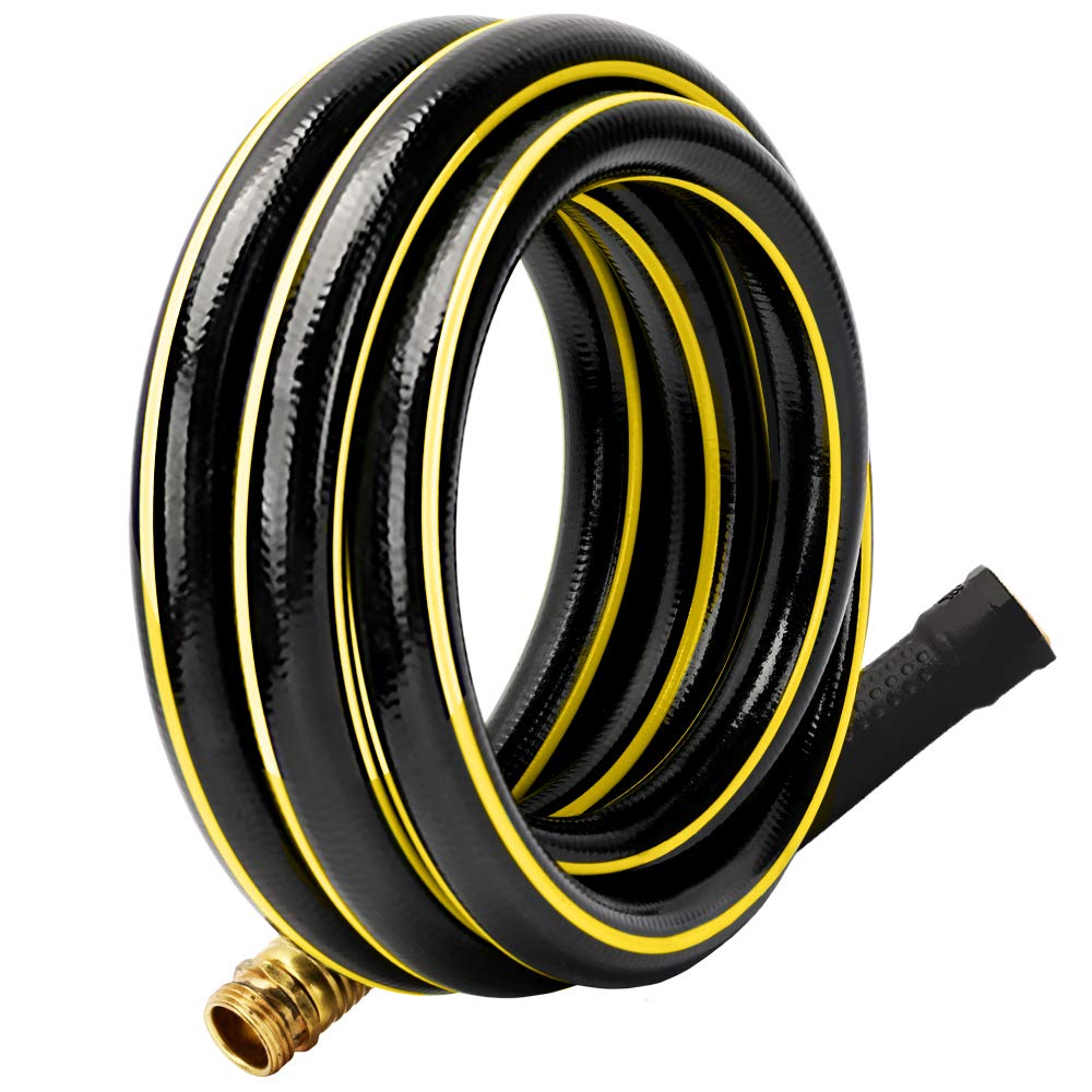 Solution4Patio 5/8 In. X 10 Ft. Short Garden Hose, No Leaking, Black Lead-In Hose Male/Female Solid Brass Fittings For Water Sof