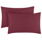 Mellanni Pillow Cases - 2 Pc Iconic Collection Pillowcases - Luxury, Extra Soft, Cooling Pillow Covers - Envelope Closure (Standard/Queen 20' X 30', Burgundy)