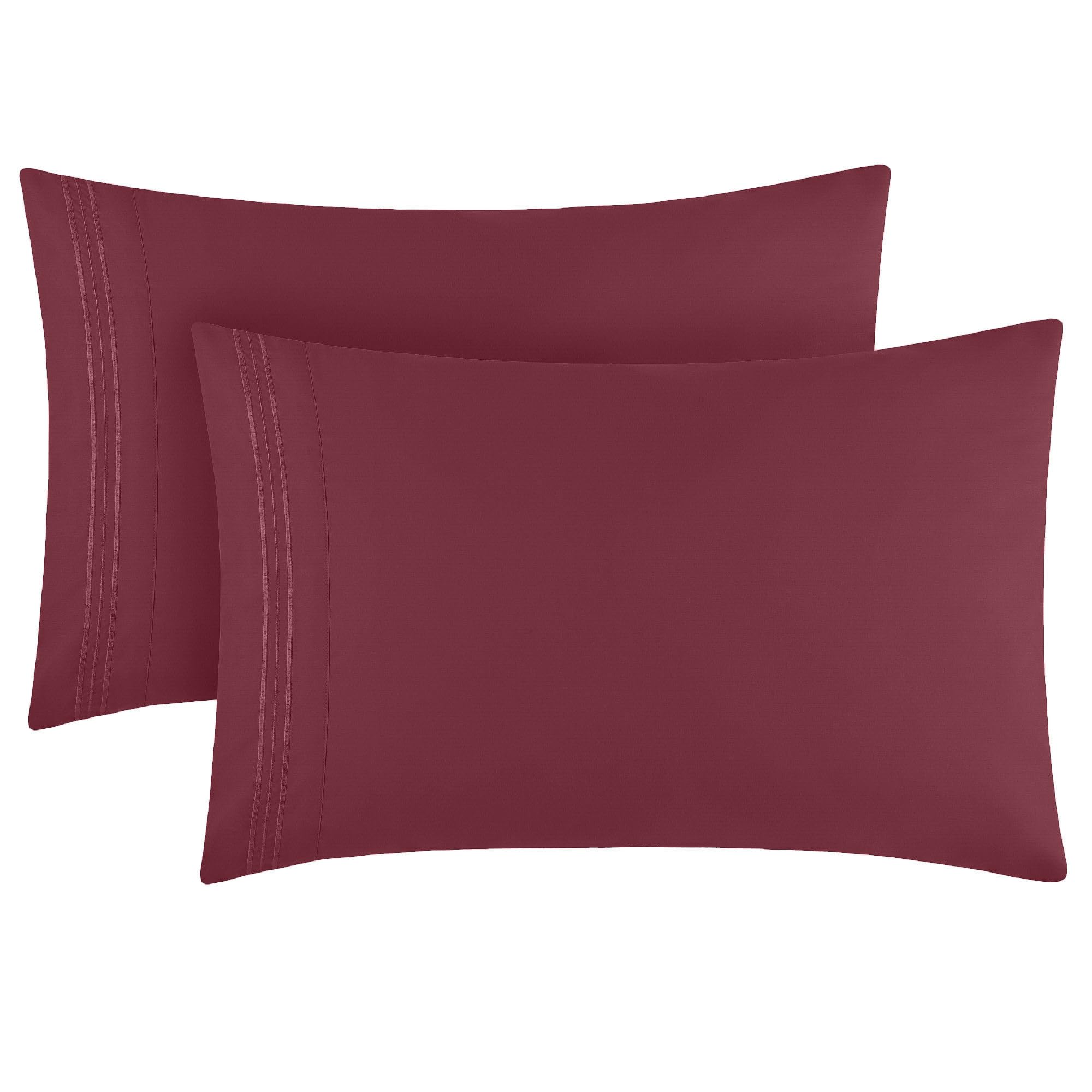 Mellanni Pillow Cases - 2 Pc Iconic Collection Pillowcases - Luxury, Extra Soft, Cooling Pillow Covers - Envelope Closure (Standard/Queen 20' X 30', Burgundy)