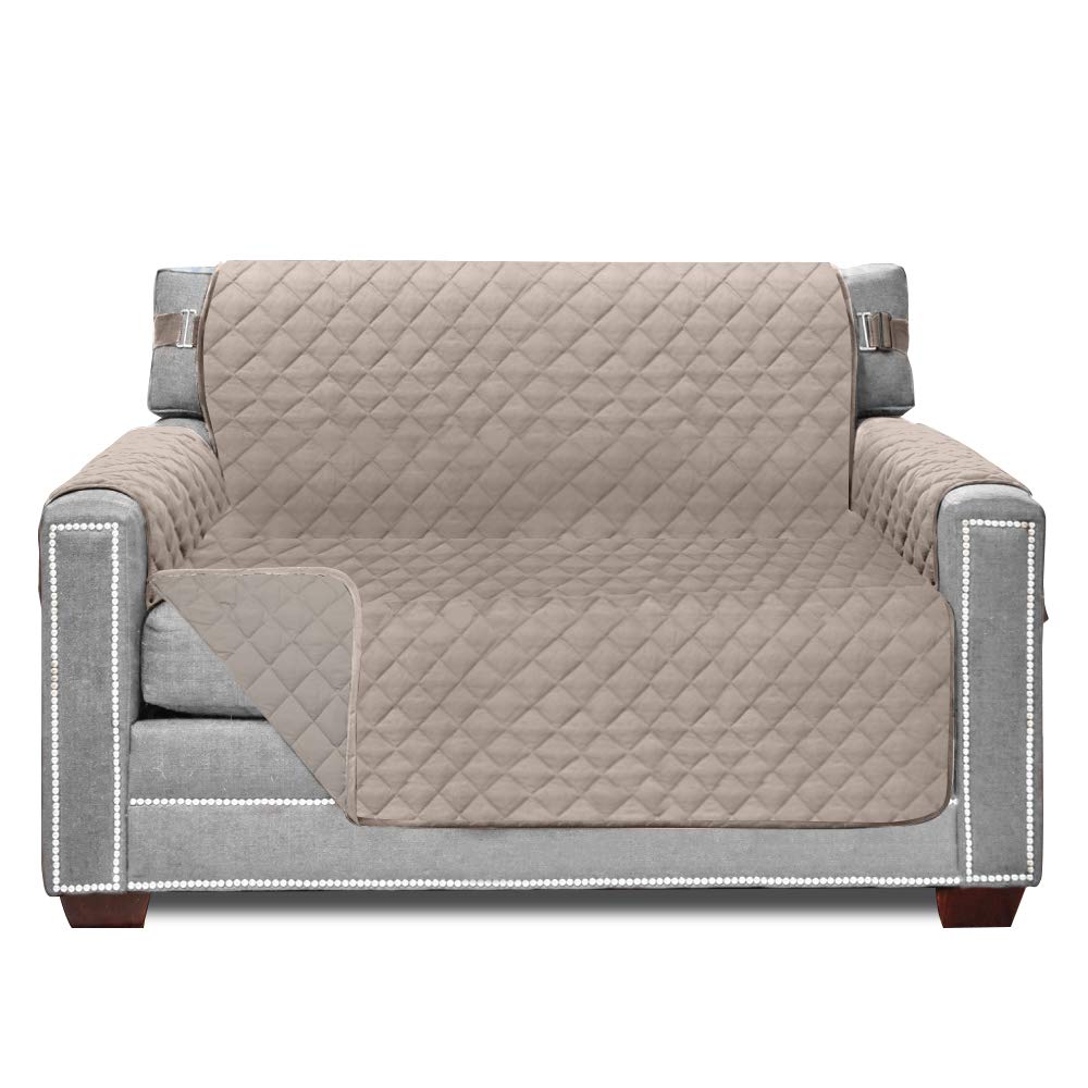Sofa Shield Patented Chair Slipcover, Reversible Tear Resistant Soft Quilted Microfiber, 48” Seat Width, Durable Furniture Stain Protector With Straps, Washable Cover For Dogs, Kids, Light Taupe