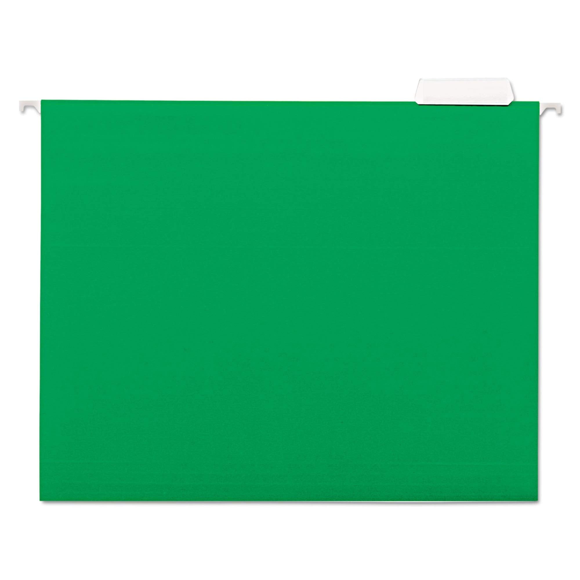 Universal 14117 Hanging File Folders, 1/5 Tab, 11 Point Stock, Letter, Green, 25/Box