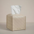 OLETHA Square Tissue Box Cover - Aesthetic Desk Decor for Room, Home & Office - Tissues Cube Boxes Holder - Woven Textured, Ligh