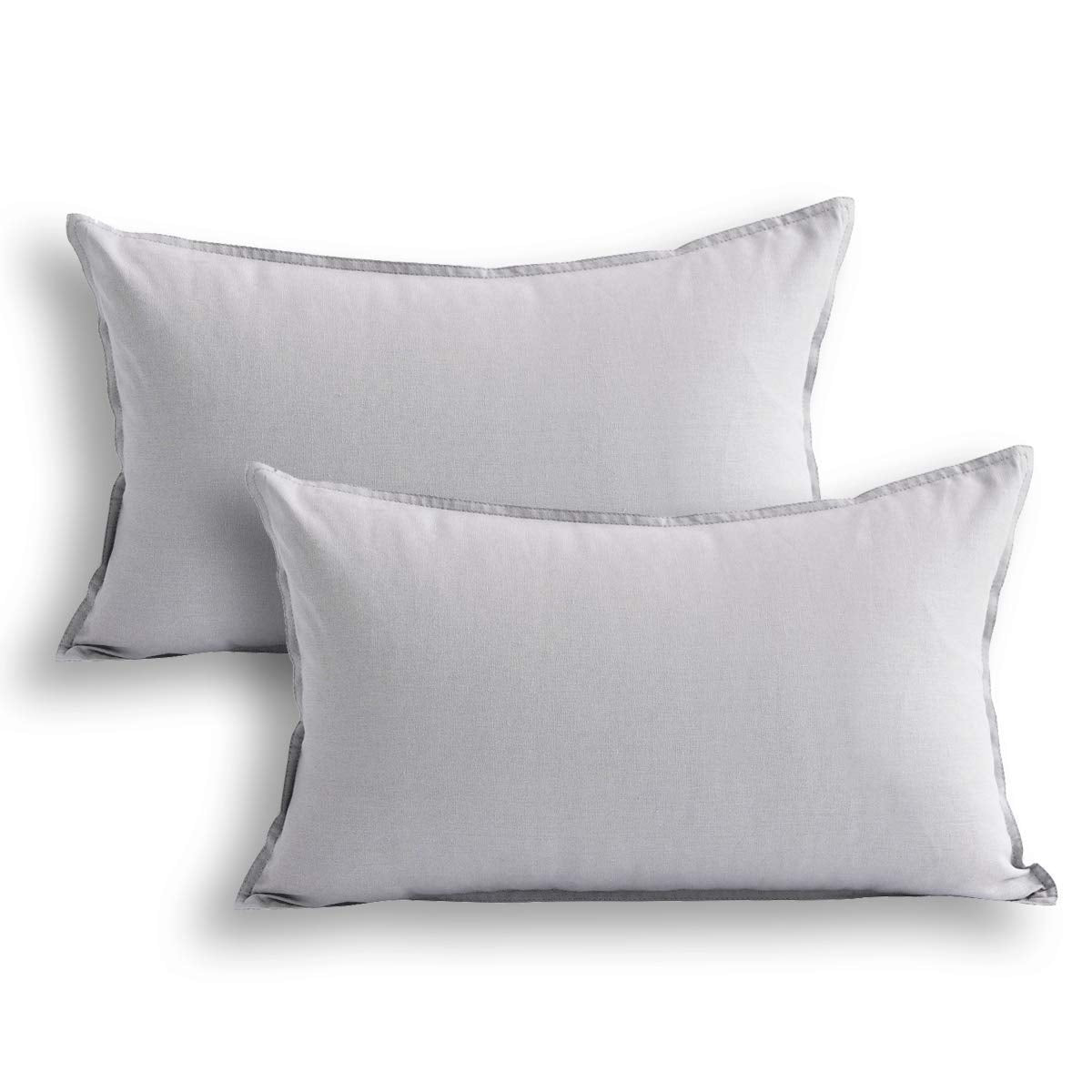 Jeanerlor Cotton Linen Square Decorative Throw Pillow Case Cushion Cover With Twin Needles Stitch On Edge For Indoor And Outdoor