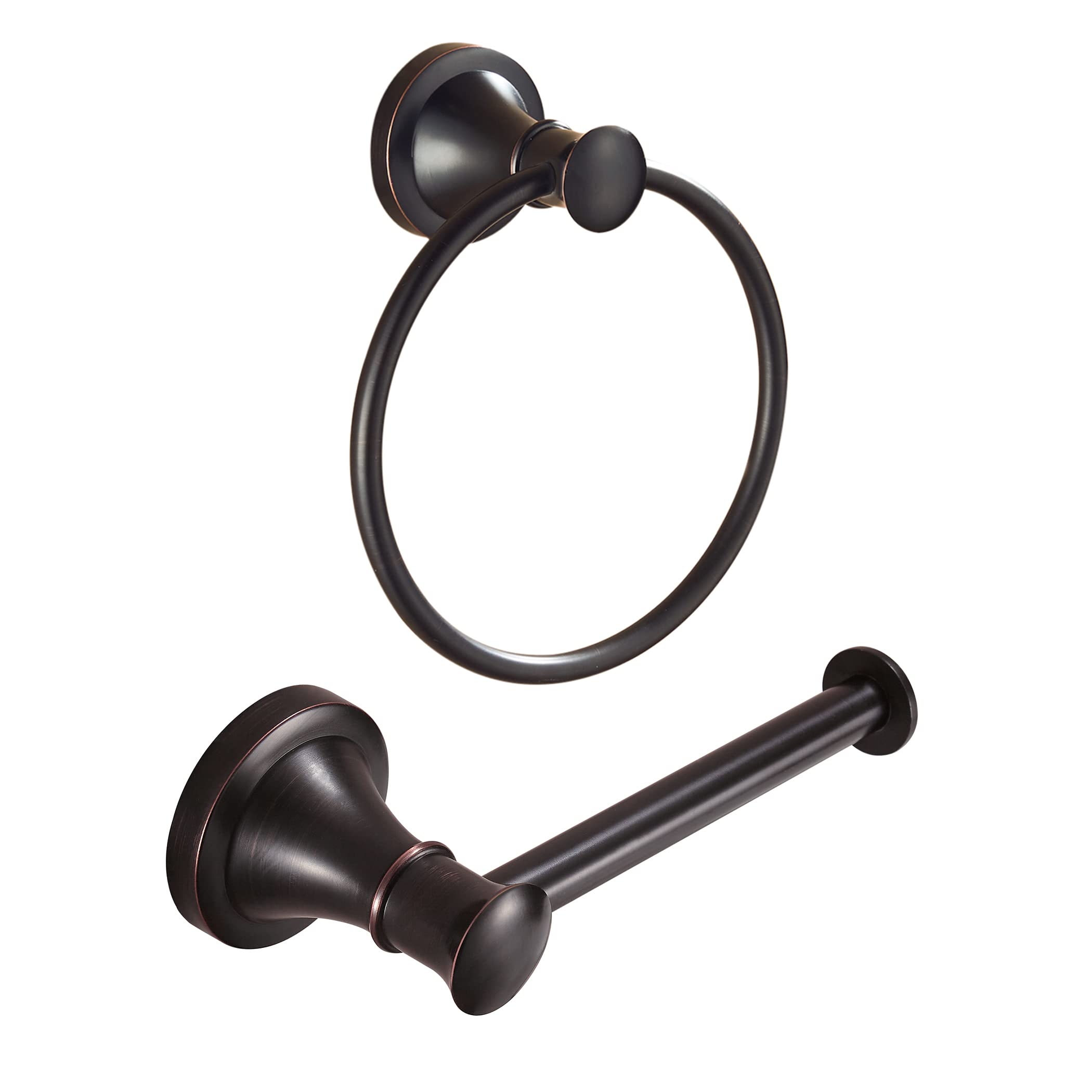 WOLIBEER Oil Rubbed Bronze Toilet Paper Holder, Rustic Towel Holder 2 Pieces Set Farmhouse Hand Towel Ring ORB Tissue Roll Paper