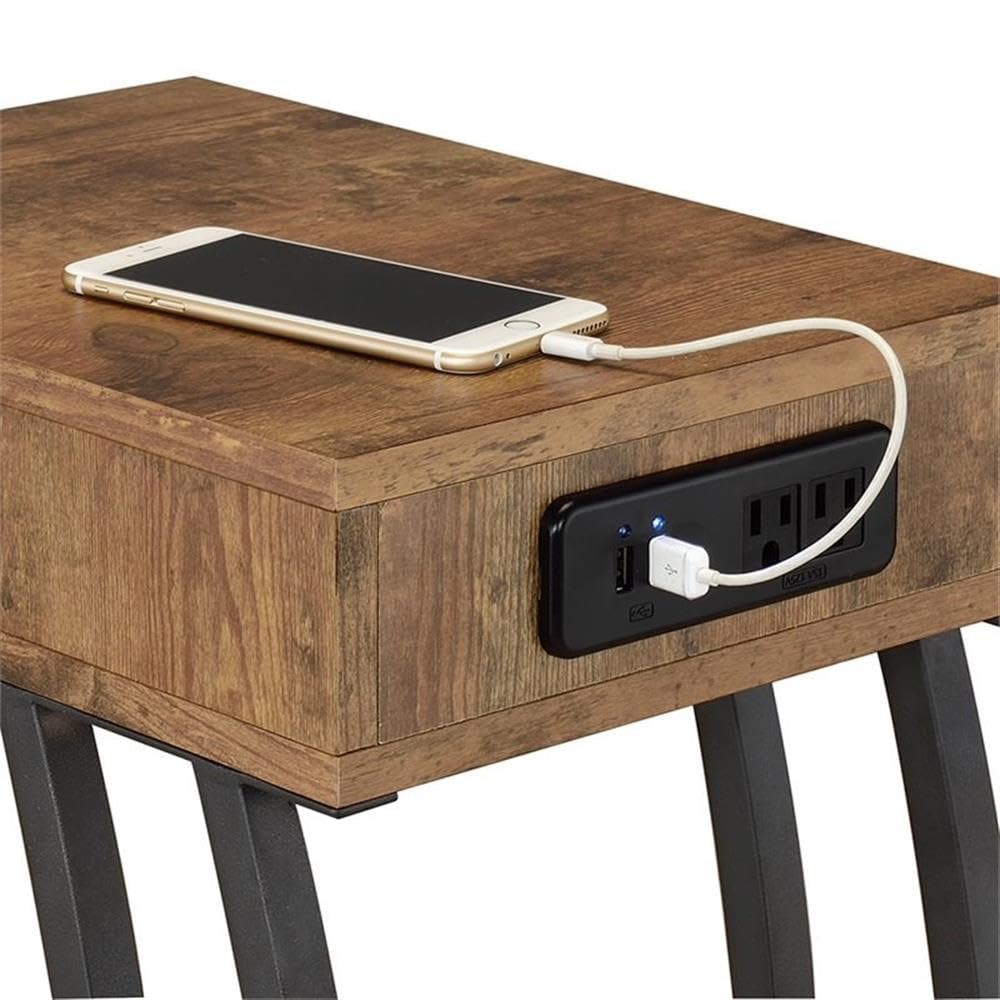 Coaster Home Furnishings Troy Accent Table with Power Outlet Antique Nutmeg