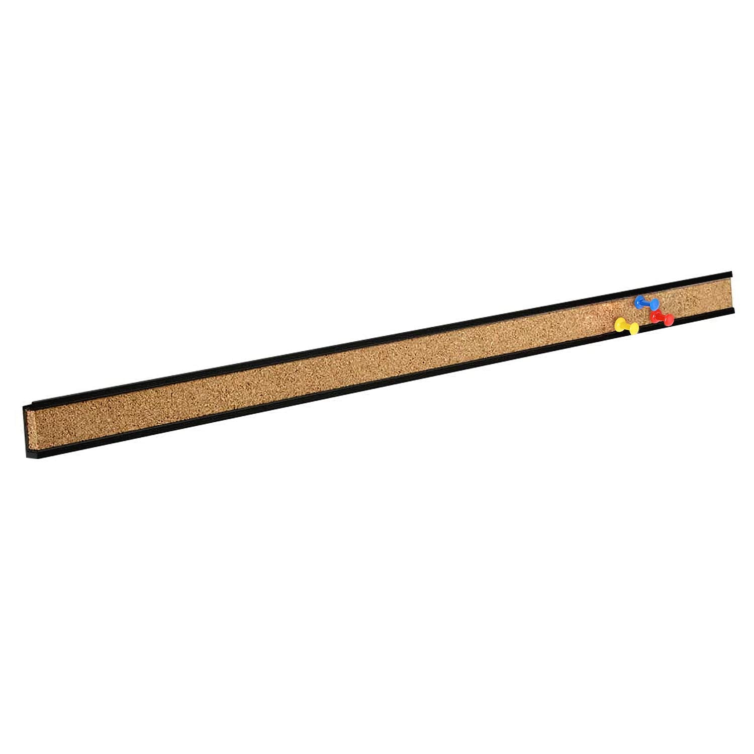 Corksidol Bulletin Bar Strip, Cork Board, 15' X 1', Classroom, Office, Cubicle, Aluminum Frame (Black)